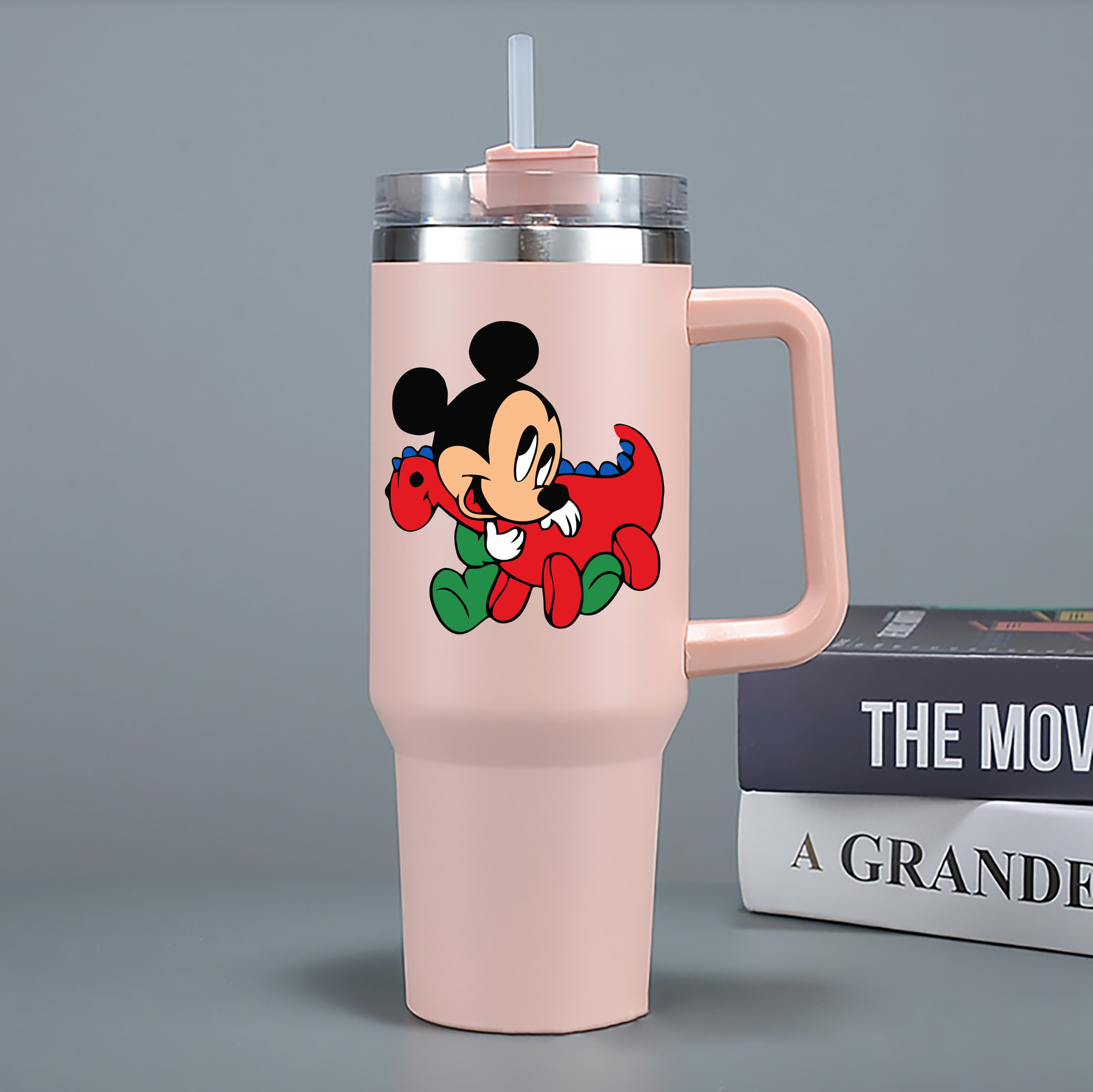 （画像用） ミッキーマウス Mickey Mouse 1200mL車用タンブラー - クリスタルステッカー（プラスチックストロー付き）